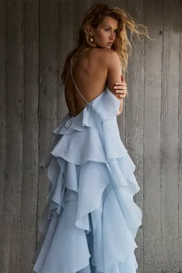 AJE Pandorea Layered Maxi Dress Silver Blue Size AU 8 for rent on The Volte - image 5