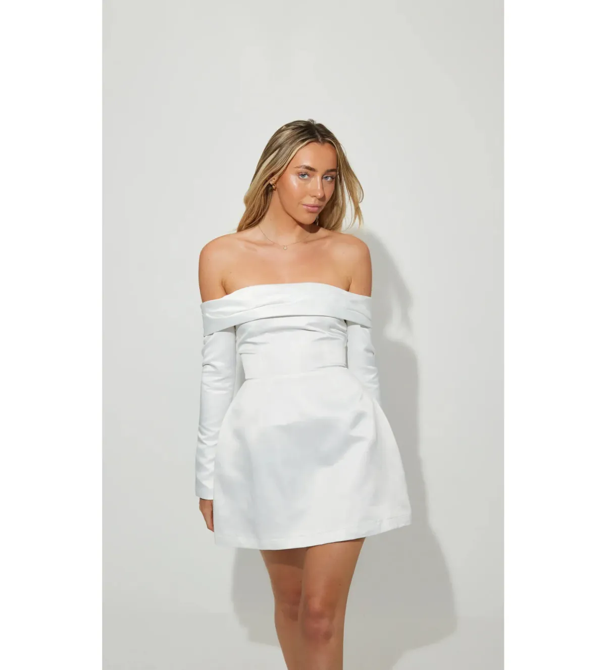 Odd Muse The Ultimate Muse Satin Bardot Mini Dress White Size S / AU 8 - Image 2