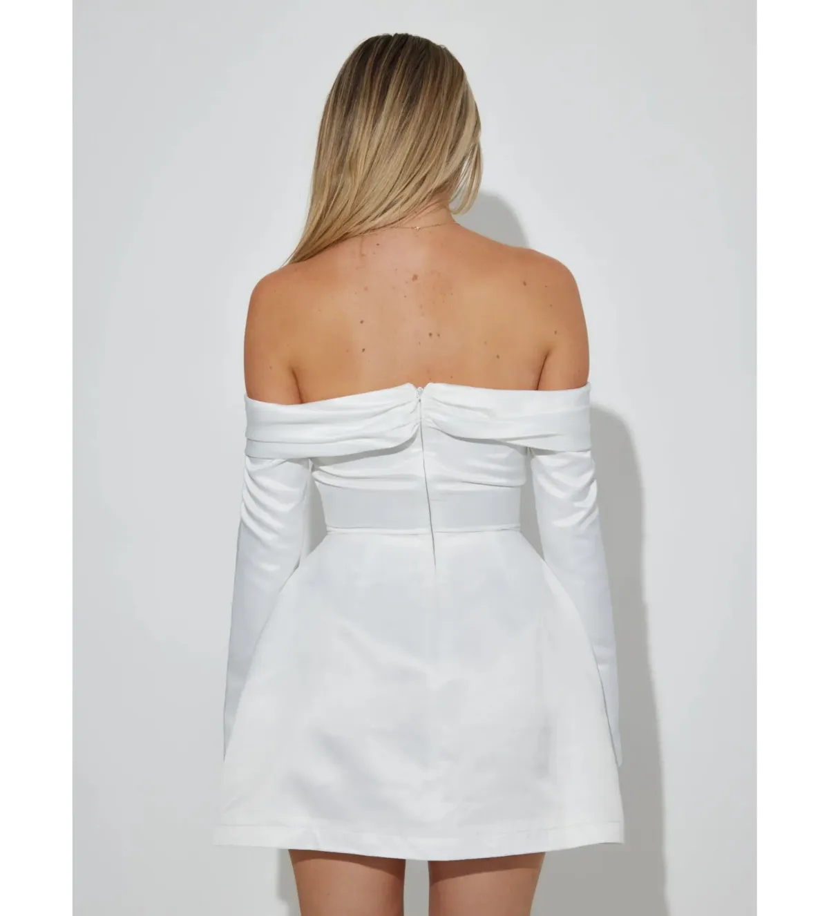 Odd Muse The Ultimate Muse Satin Bardot Mini Dress White Size S / AU 8 - Image 3