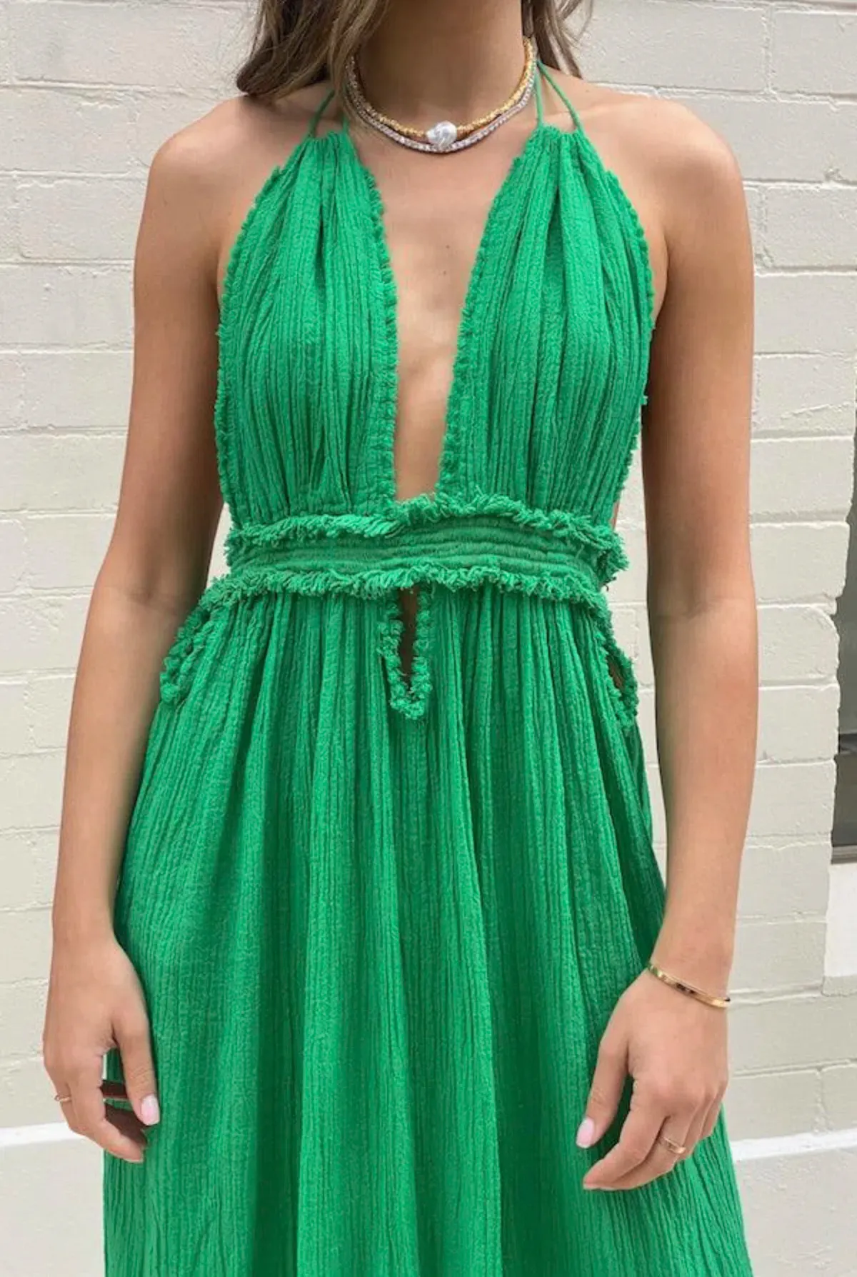 D’Artemide Lefkothea Maxi Dress Emerald One Size Fits All - Image 3