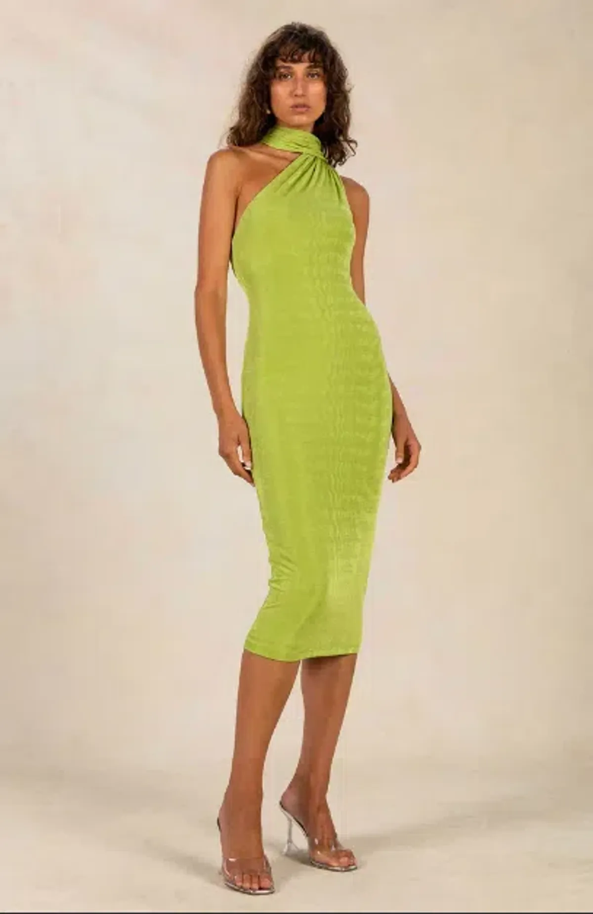 MISHA Nicollette Slinky Jersey Midi Dress Green Size 10/M - Image 2