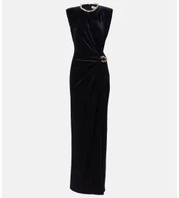 Self Portrait Embellished chain-detail velvet maxi dress Size AU 8 for rent on The Volte - image 3