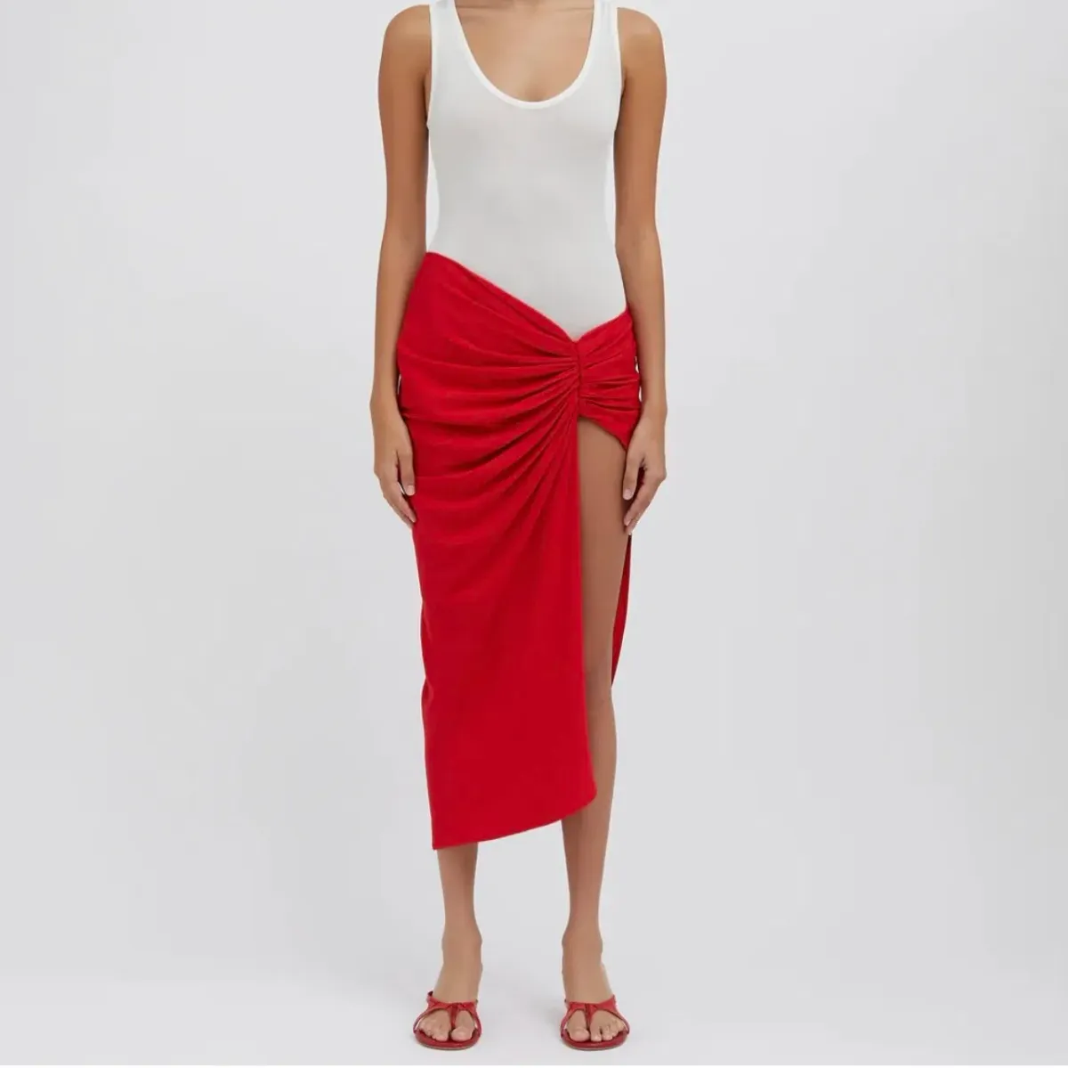 Christopher Esber Euripipdes Ruched Skirt Red Size 8 - Image 1