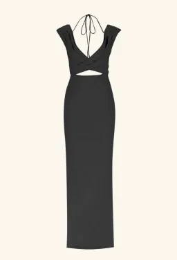 Shona Joy Lani Cross Front Ruched Maxi Dress Black Size 8 for rent on The Volte - image 4