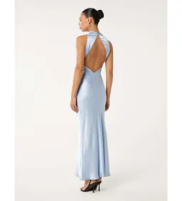 Forever New Michelle Open-Back Satin Maxi Dress Blue Size 12 for rent on The Volte - image 4