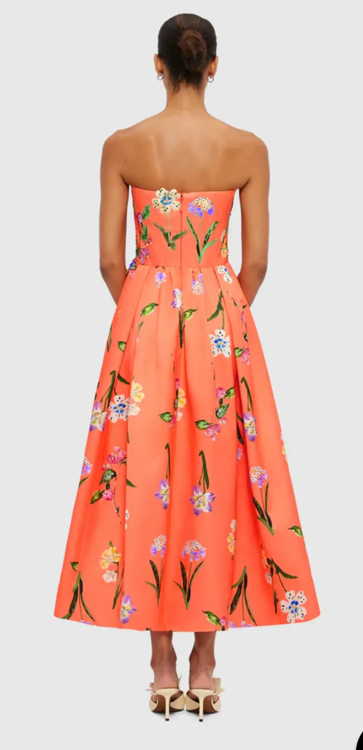 Leo Lin Lynn Bustier Midi Wild Flower Orange Size AU 12  - Image 2