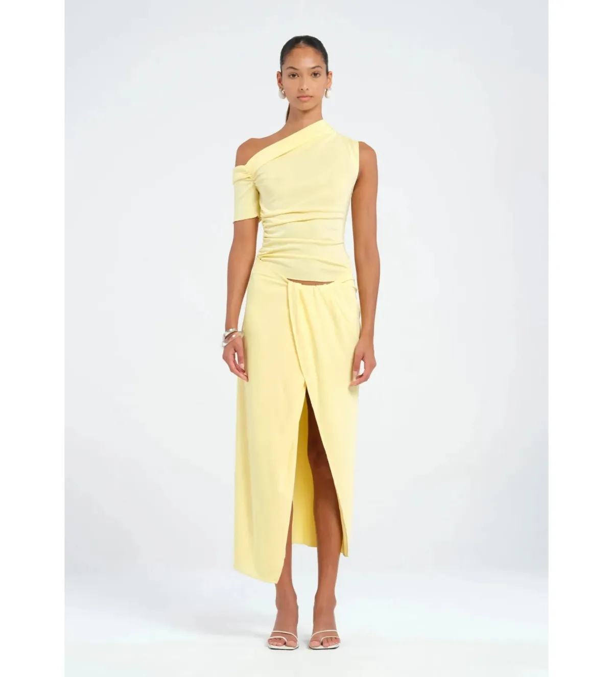 Benni Cleo One Shoulder Maxi Dress in Butter Size AU 6 - Image 1