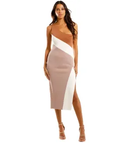 By Johnny Taupe Tone Knit Midi Dress Multi Size AU 8 for rent on The Volte - image 1
