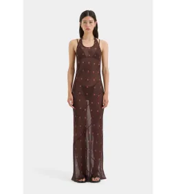 Sir the Label Toni Halter Maxi Dress in Chocolate Dot Size AU 8  for rent on The Volte - image 1