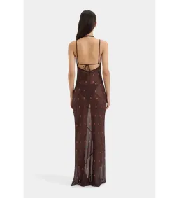 Sir the Label Toni Halter Maxi Dress in Chocolate Dot Size AU 8  for rent on The Volte - image 4