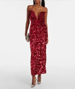 Self Portrait 3D Maxi Dress in Red Sequin AU 6 XS  for rent on The Volte - image 5