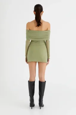Benni Yasmin Off shoulder MIni Dress Pistachio Size 8 for rent on The Volte - image 5