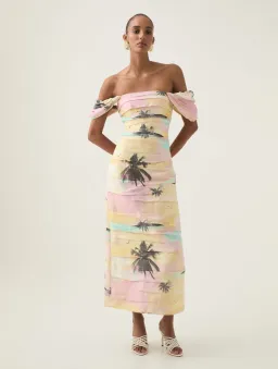 Aje Zara Gathered Midi Dress in Sunset Sky Size 14 for rent on The Volte - image 1