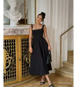 Odd Muse The Ultimate Muse High Waist Square Neck Midi Dress Black Size M / AU 10 for rent on The Volte - image 4