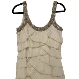 Rachel Gilbert Pleated Beaded Mini Dress White Size AU 8 for rent on The Volte - image 2