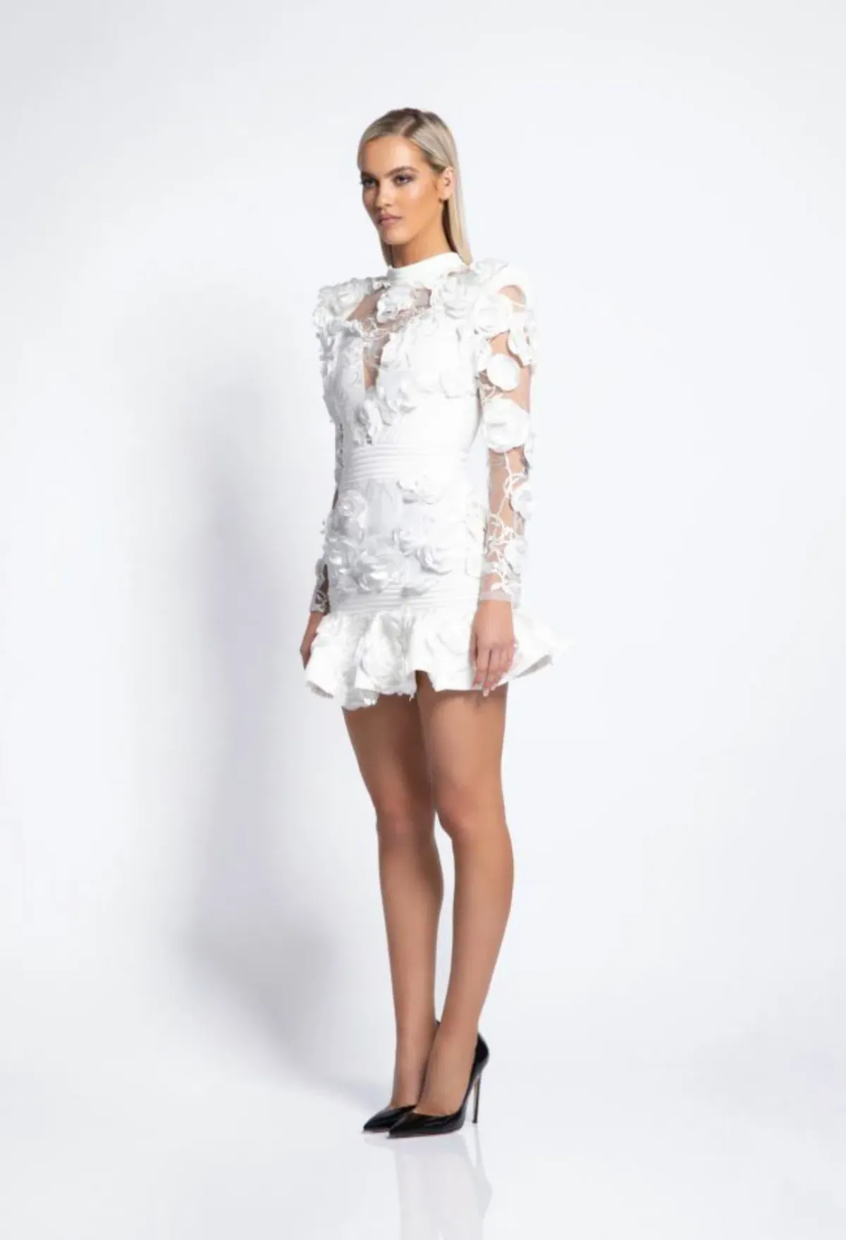 Zhivago White Mini Vendetta Mini Dress Floral Lace Size 6 - Image 2