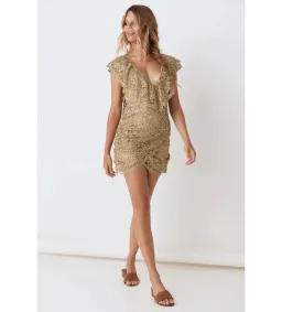 Spell Nina Shift Mini Dress Bronze Size S/AU 8 for rent on The Volte - image 2