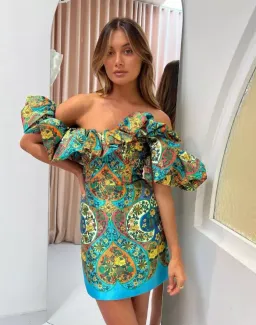 Alemais Sofie Off the Shoulder Mini Dress Multi Size 10 for rent on The Volte - image 1