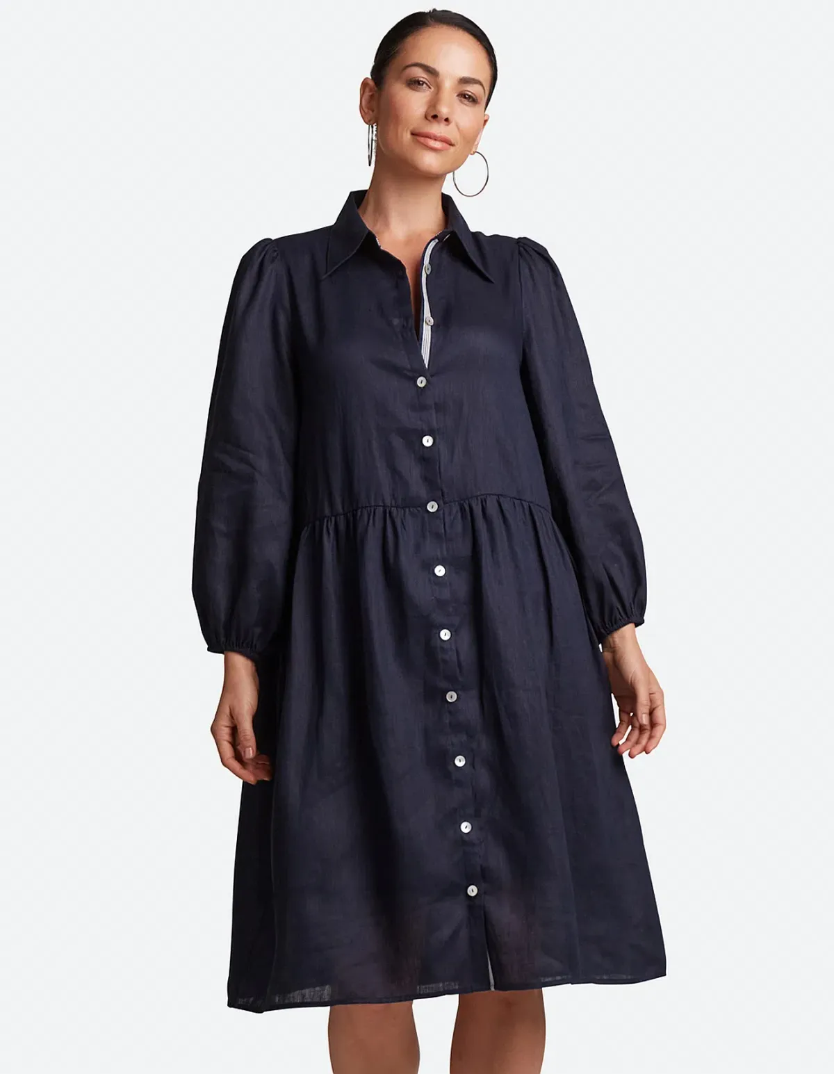 eb&ive Studio Midi Shirt Dress Navy Size S / AU 8-10 - Image 1