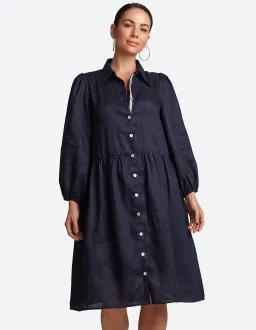 eb&ive Studio Midi Shirt Dress Navy Size S / AU 8-10 for rent on The Volte - image 1