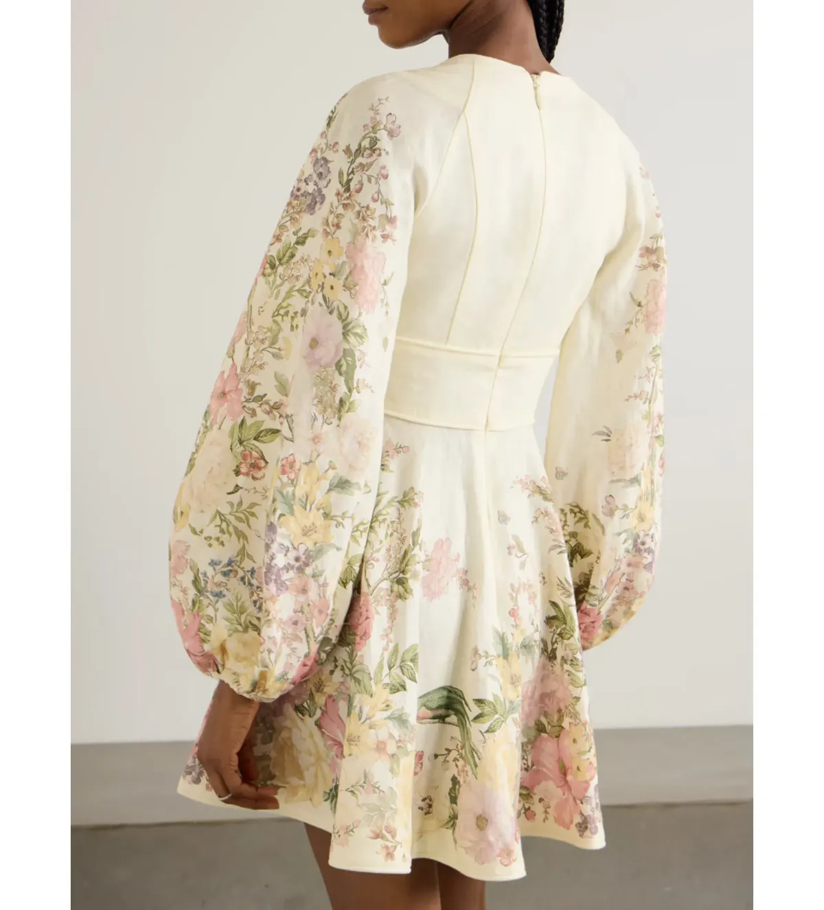 Zimmermann Waverly Plunge Tie-detailed Floral-print Linen Mini Dress Floral Size 0/Au 8 - Image 2