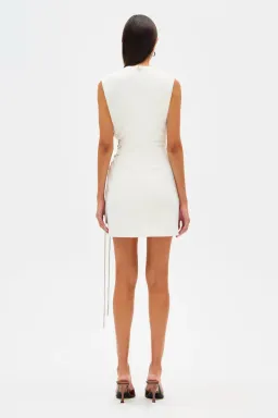 MISHA Kendy Bonded Crepe Cutout Mini Dress Ivory Size 6/XS for rent on The Volte - image 4