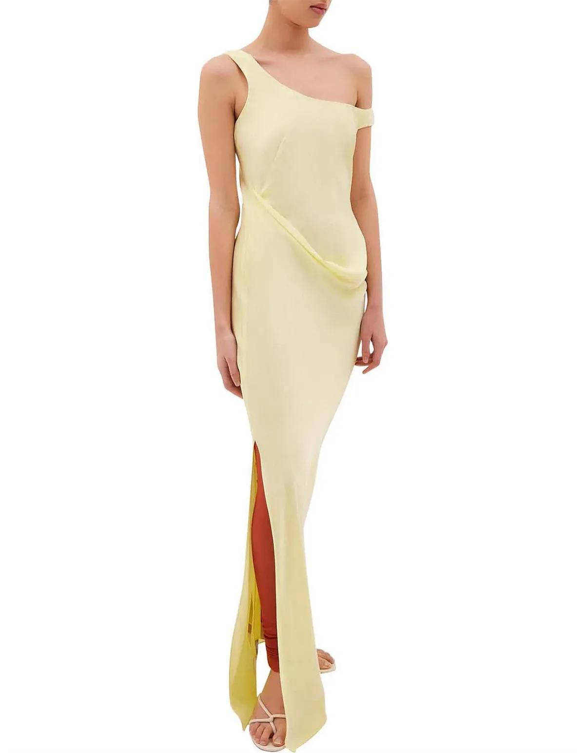 Bianca Spender Leonora Satin Crepe in Lemon Yellow Butter Dress size 2 / 10 AU - Image 2