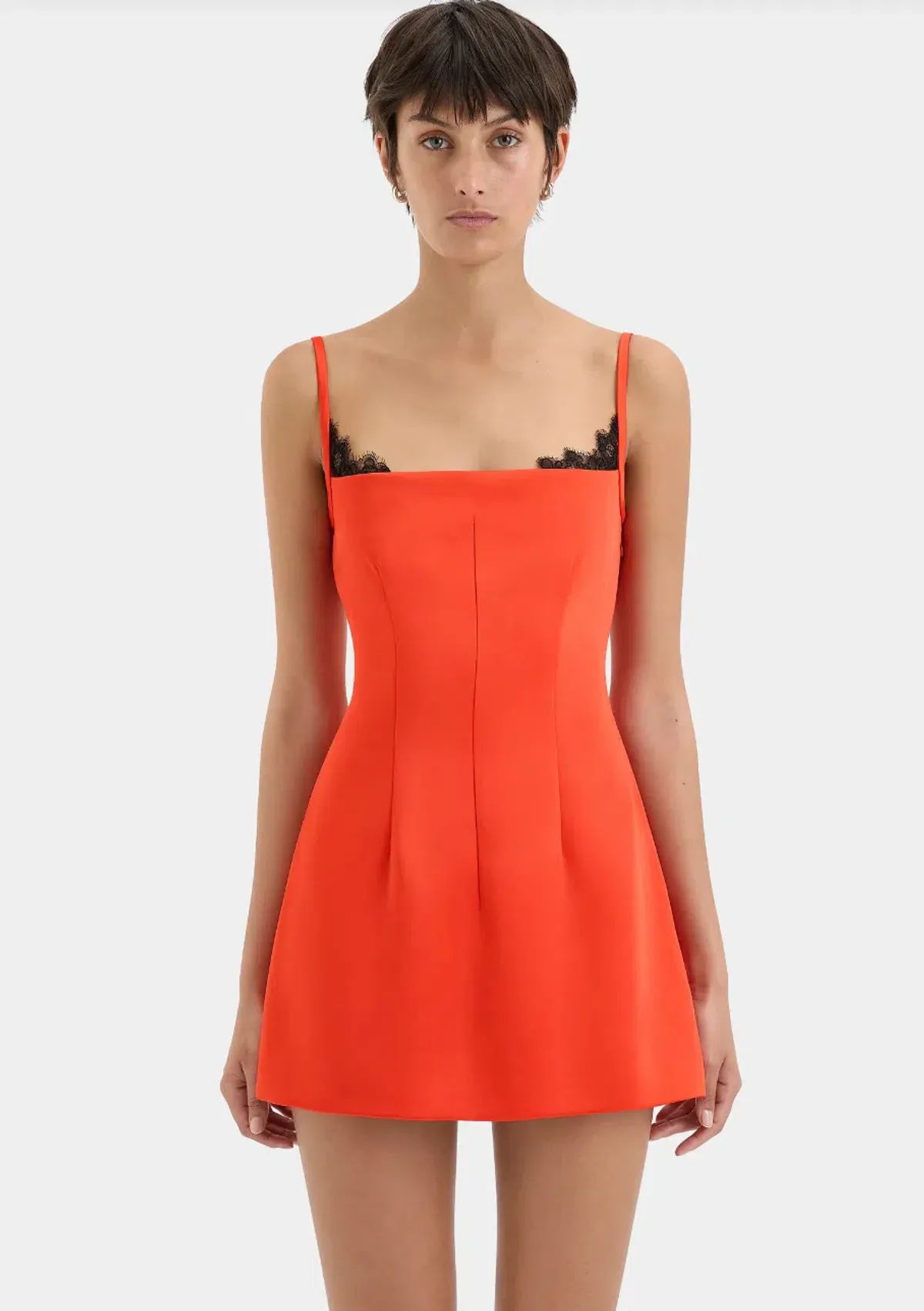 Poppy Contoured Mini Dress in Tangerine - Image 6