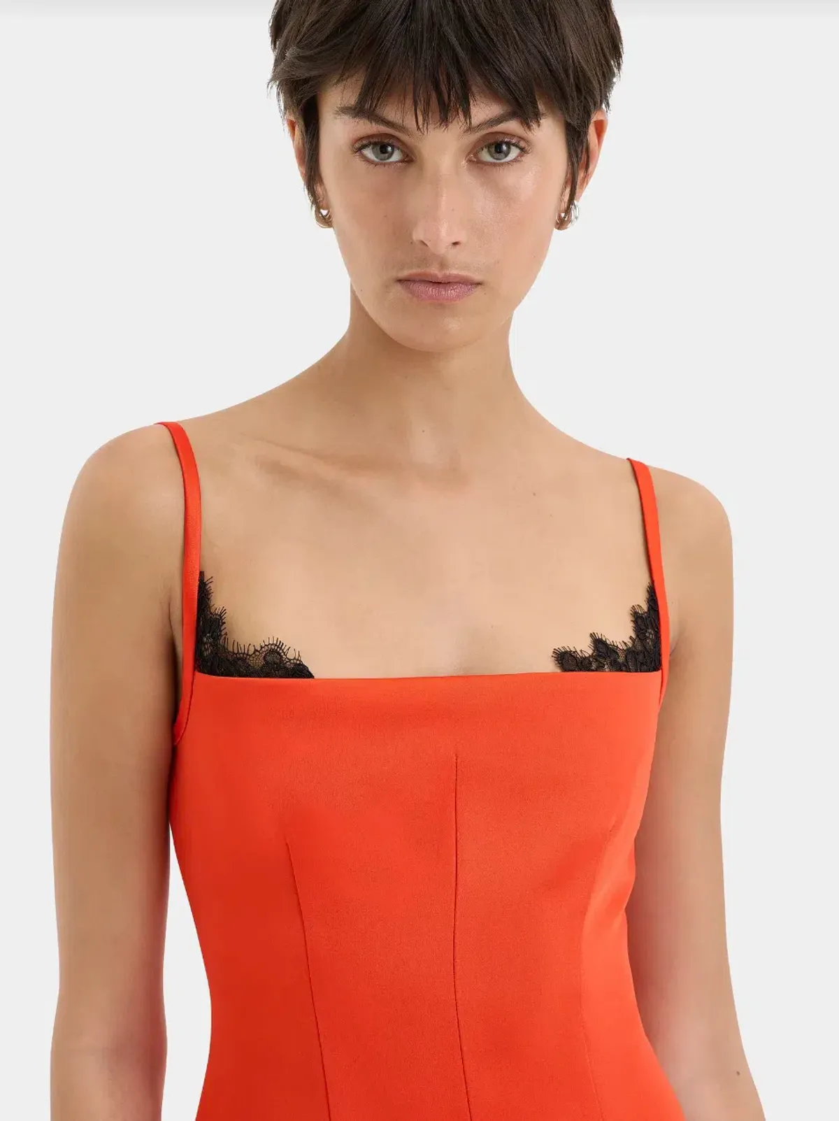 Poppy Contoured Mini Dress in Tangerine - Image 8