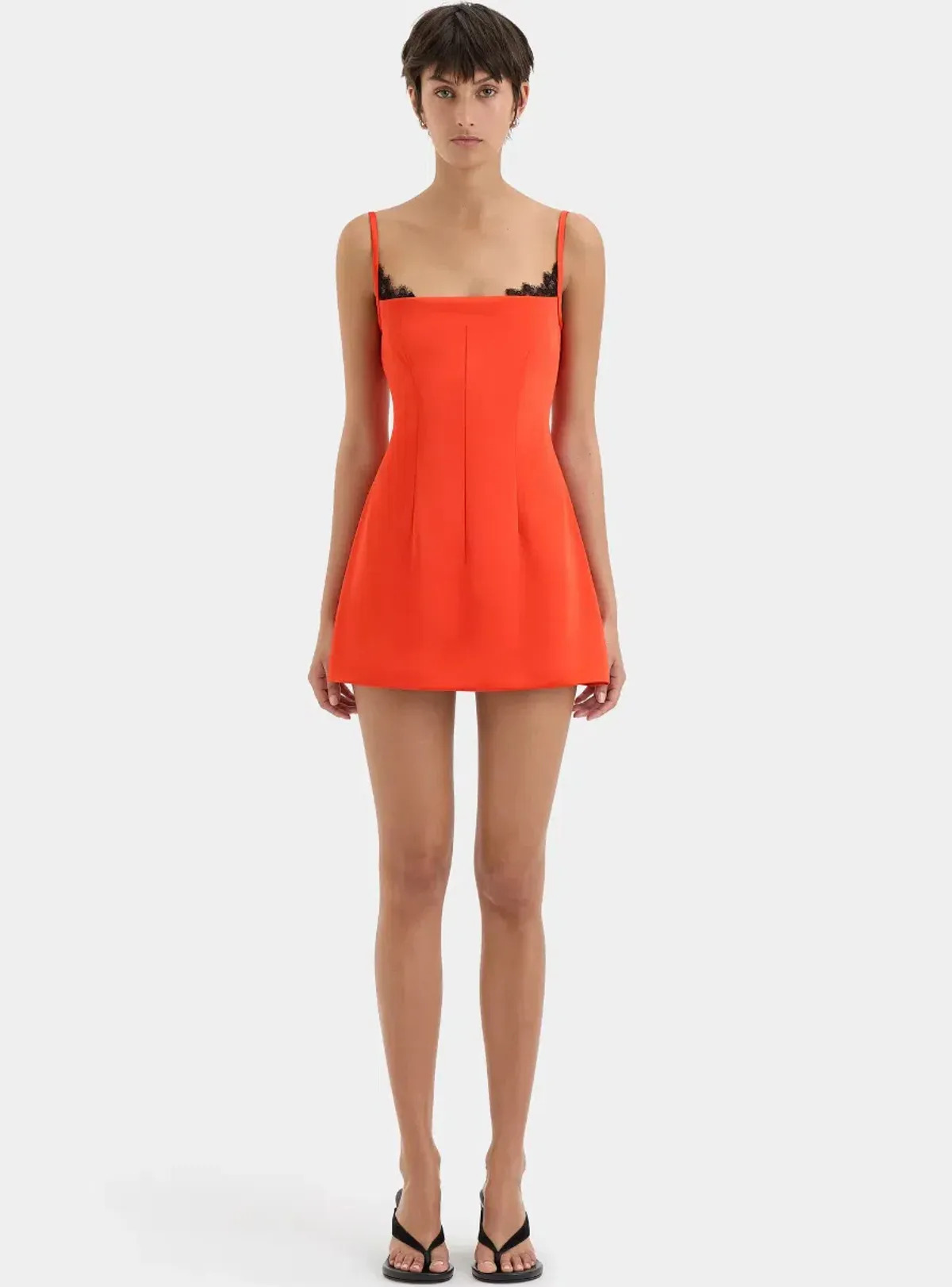 Poppy Contoured Mini Dress in Tangerine - Image 4