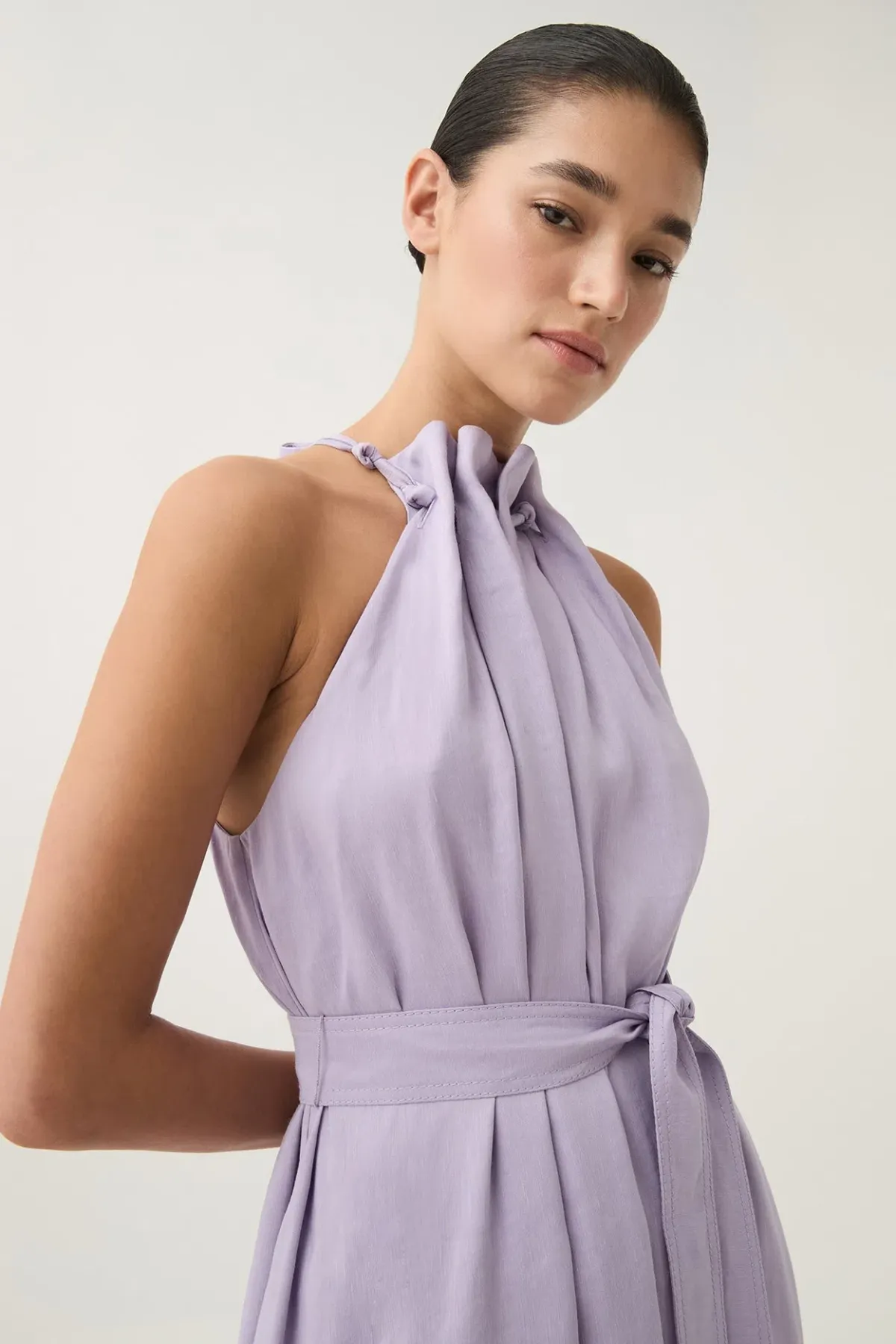 Aje Mariel Trapeze Midi Dress Lilac Size 14 - Image 4