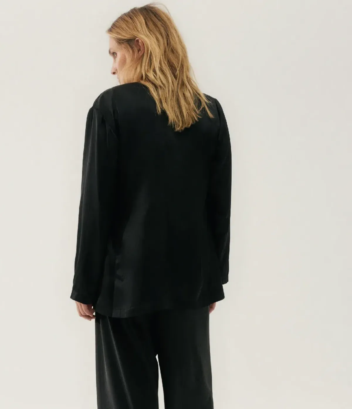 Silk Laundry Relaxed Blazer Black Size 8 - Image 4