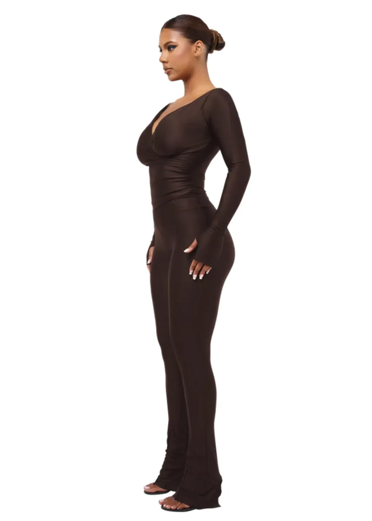 COUCOO LANAI LONG-SLEEVED TOP & LEGGINGS CHOCOLATE SIZE 8 - Image 3