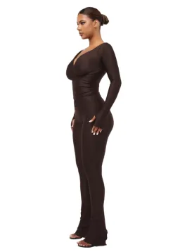 COUCOO LANAI LONG-SLEEVED TOP & LEGGINGS CHOCOLATE SIZE 8 for rent on The Volte - image 3