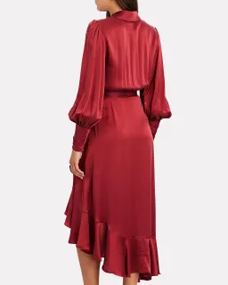 ZIMMERMANN Red Silk Wrap Midi Dress Size 8-10 for rent on The Volte - image 2