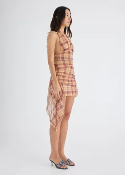 BENNI Penelope Halter Dress Toffee Check Size 8 for rent on The Volte - image 2