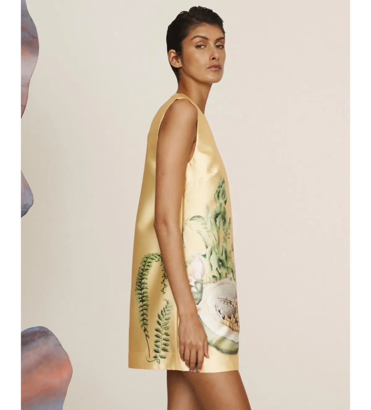 Alemais Sol Satin Crepe Mini Dress Yellow Size 10 - Image 3