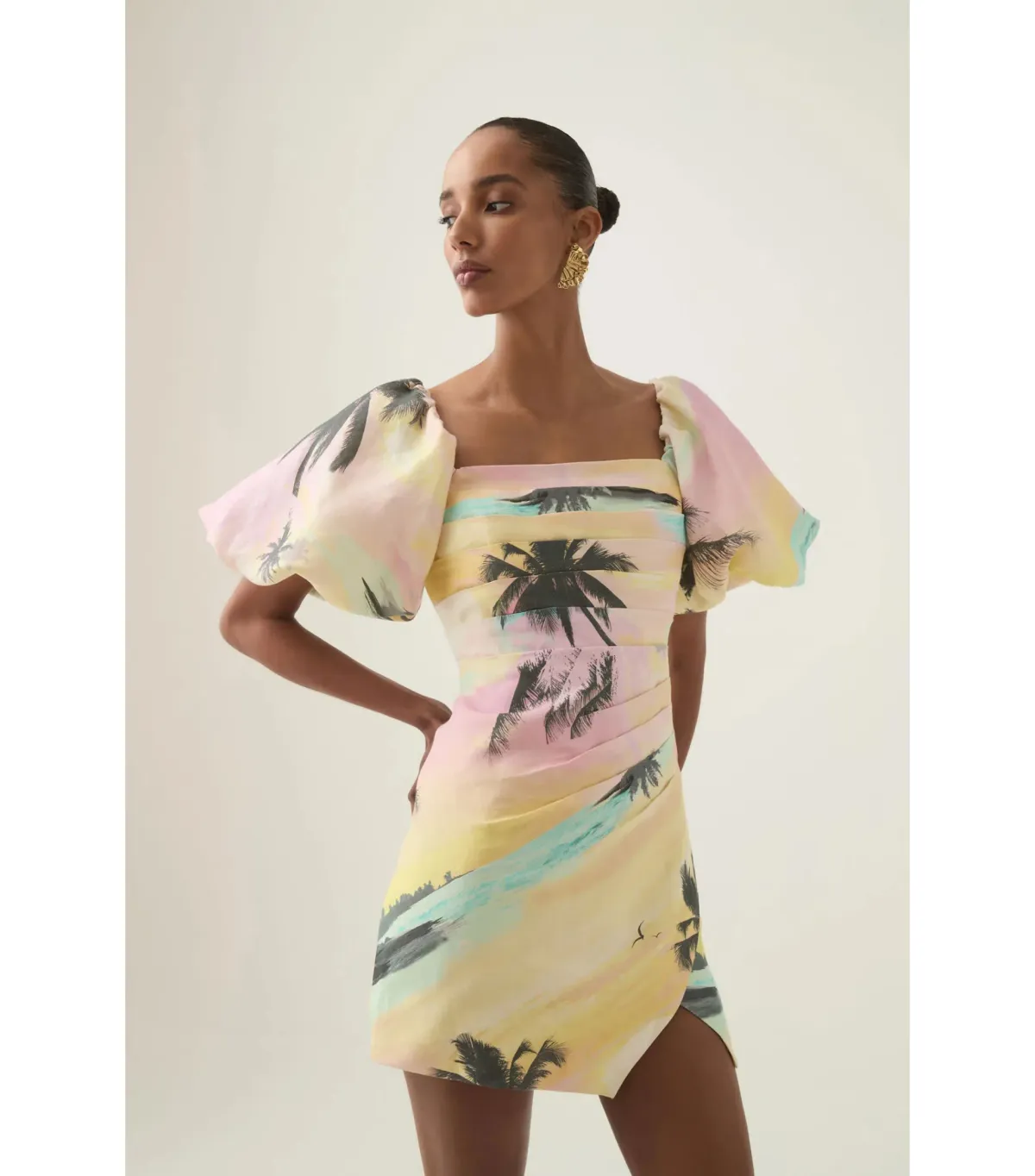 Aje Paradise Wrap Front Mini Dress Sunset Sky Size AU 10 - Image 4