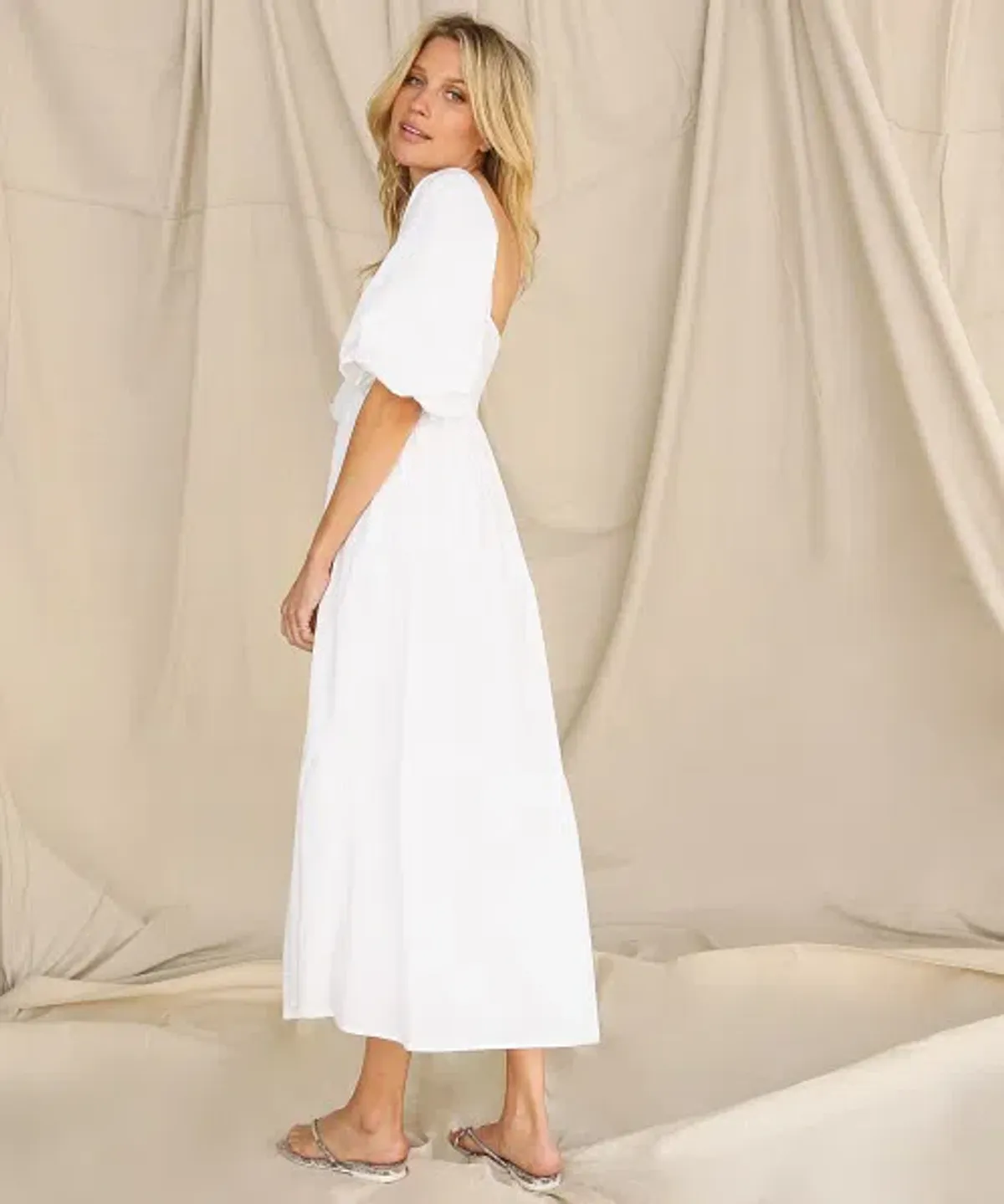 Faithfull The Brand Kiona Midi Tiered Dress White Size 8 - Image 2