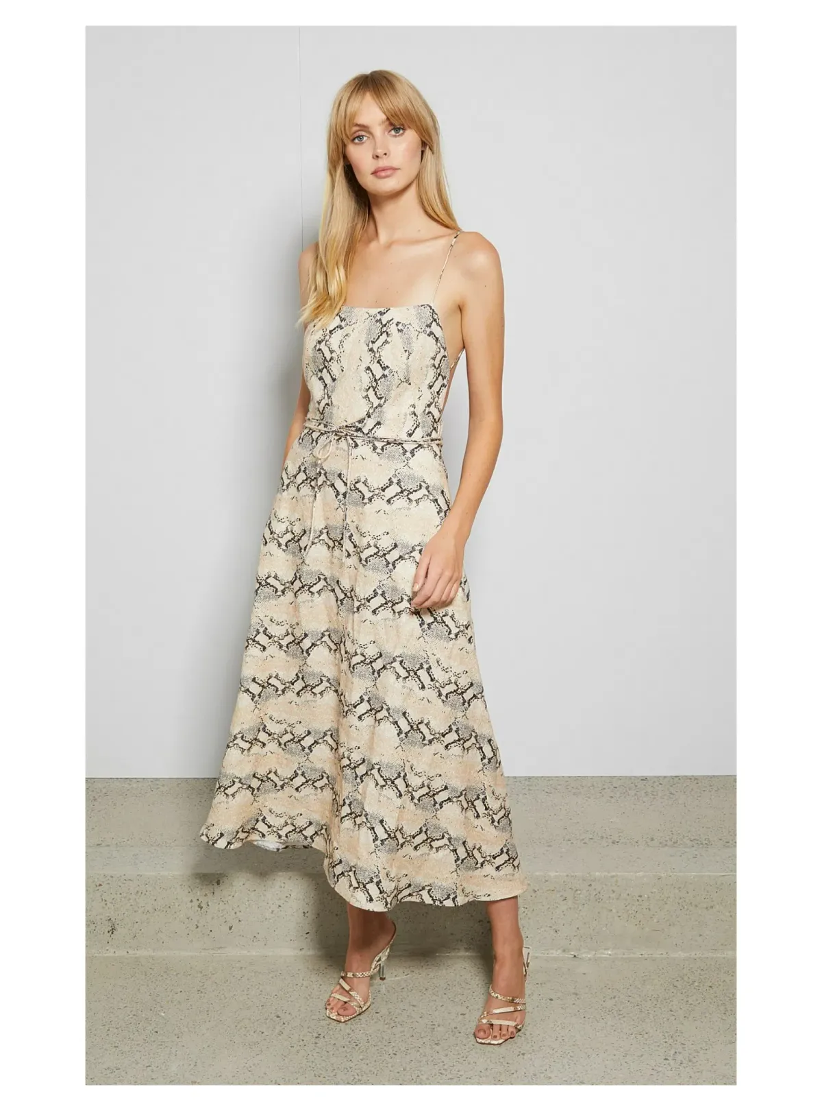 Bec & Bridge Franco Midi Dress Snakeskin Print Size AU 8 - Image 1