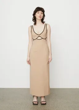 Wynn Hamlyn Burn Out Bodice Dress Beige Size 10 for rent on The Volte - image 1