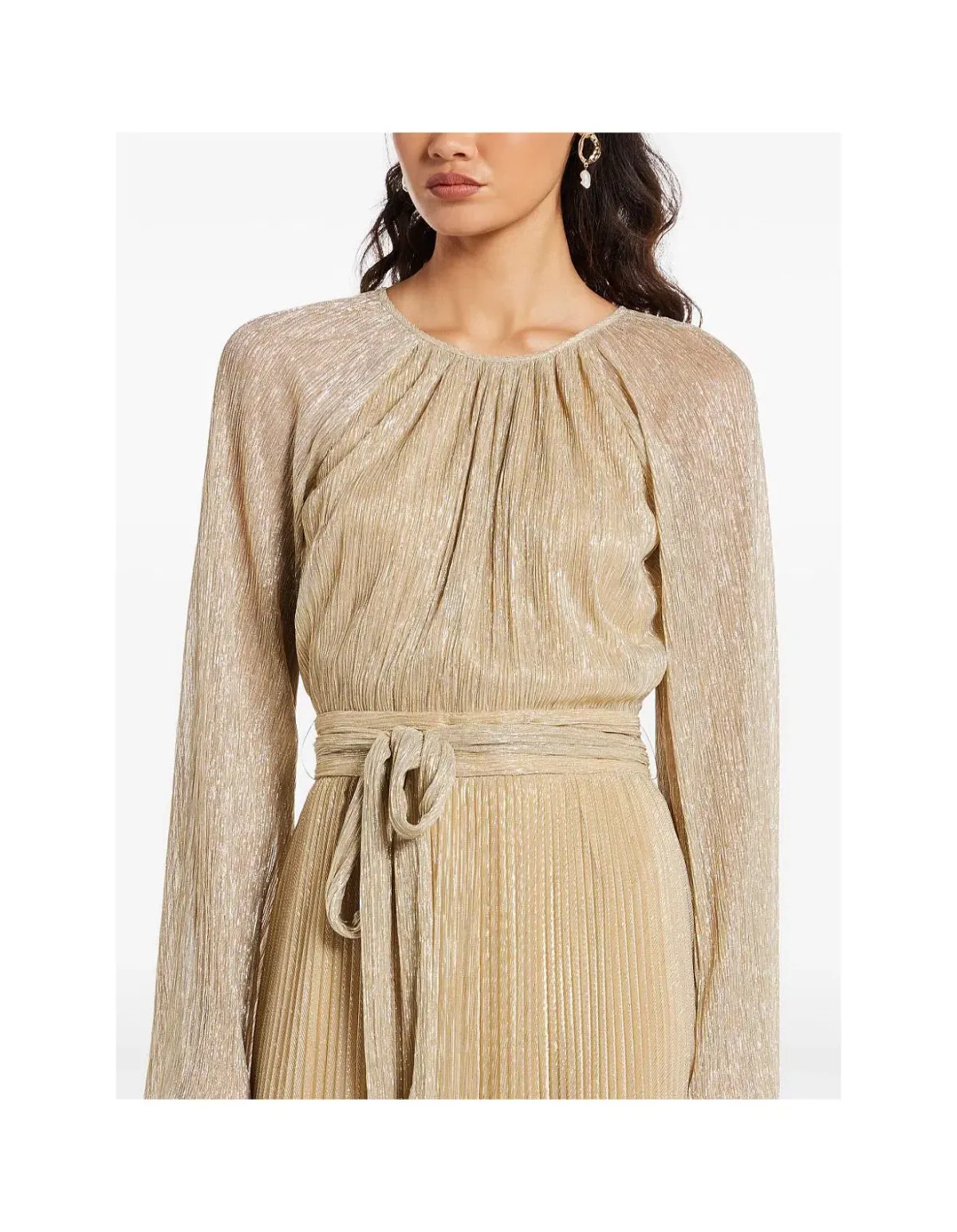 Simkhai Long Sleeve Belted Maxi Gown Gold Size 12/8 - Image 2