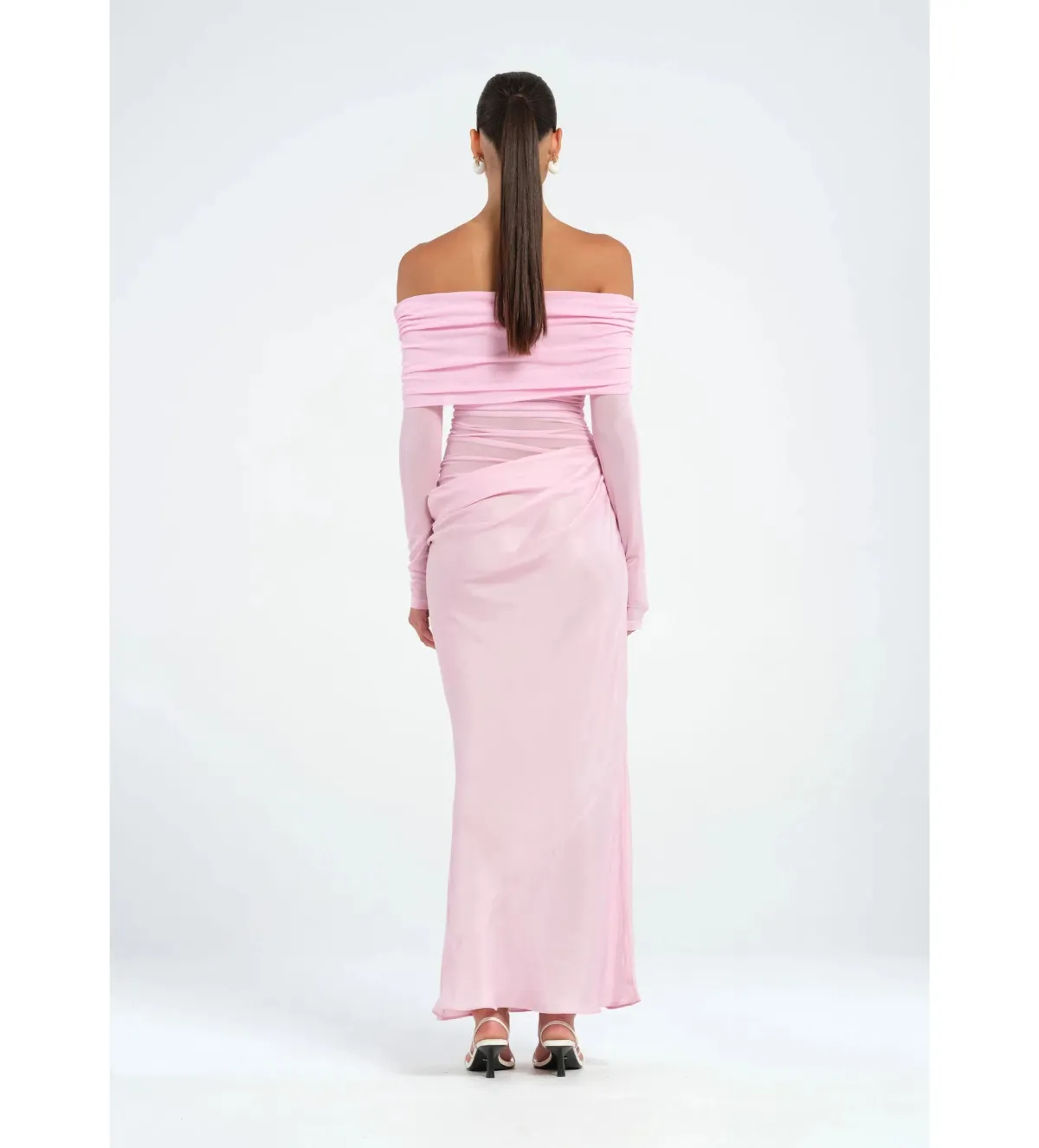 Benni Yasmin Off Shoulder Maxi Baby Pink Size 6 - Image 3