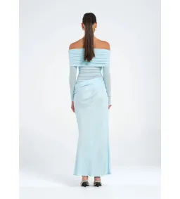 Benni Yasmin Off Shoulder Maxi Dress Baby Blue Size 6 for rent on The Volte - image 3