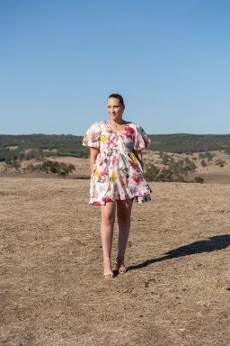 Aje fleur mini dress size 8 floral short puff sleeve for rent on The Volte - image 1