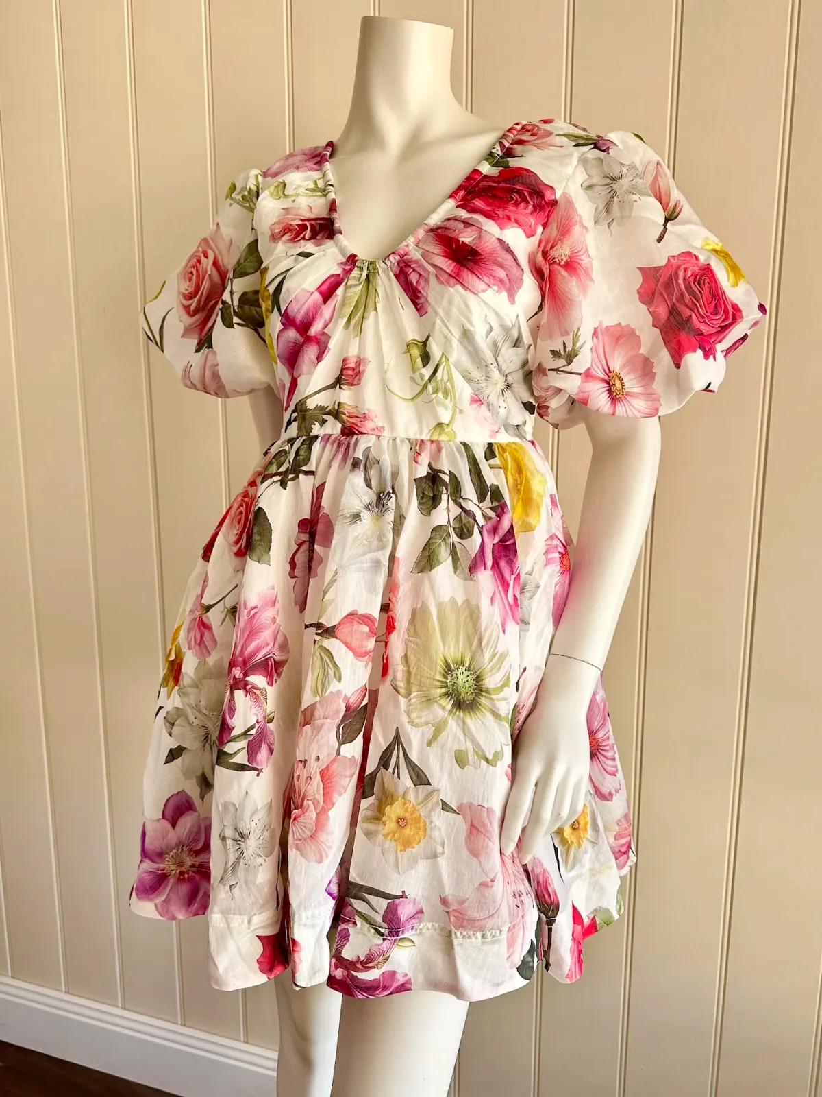 Aje fleur mini dress size 8 floral short puff sleeve - Image 2