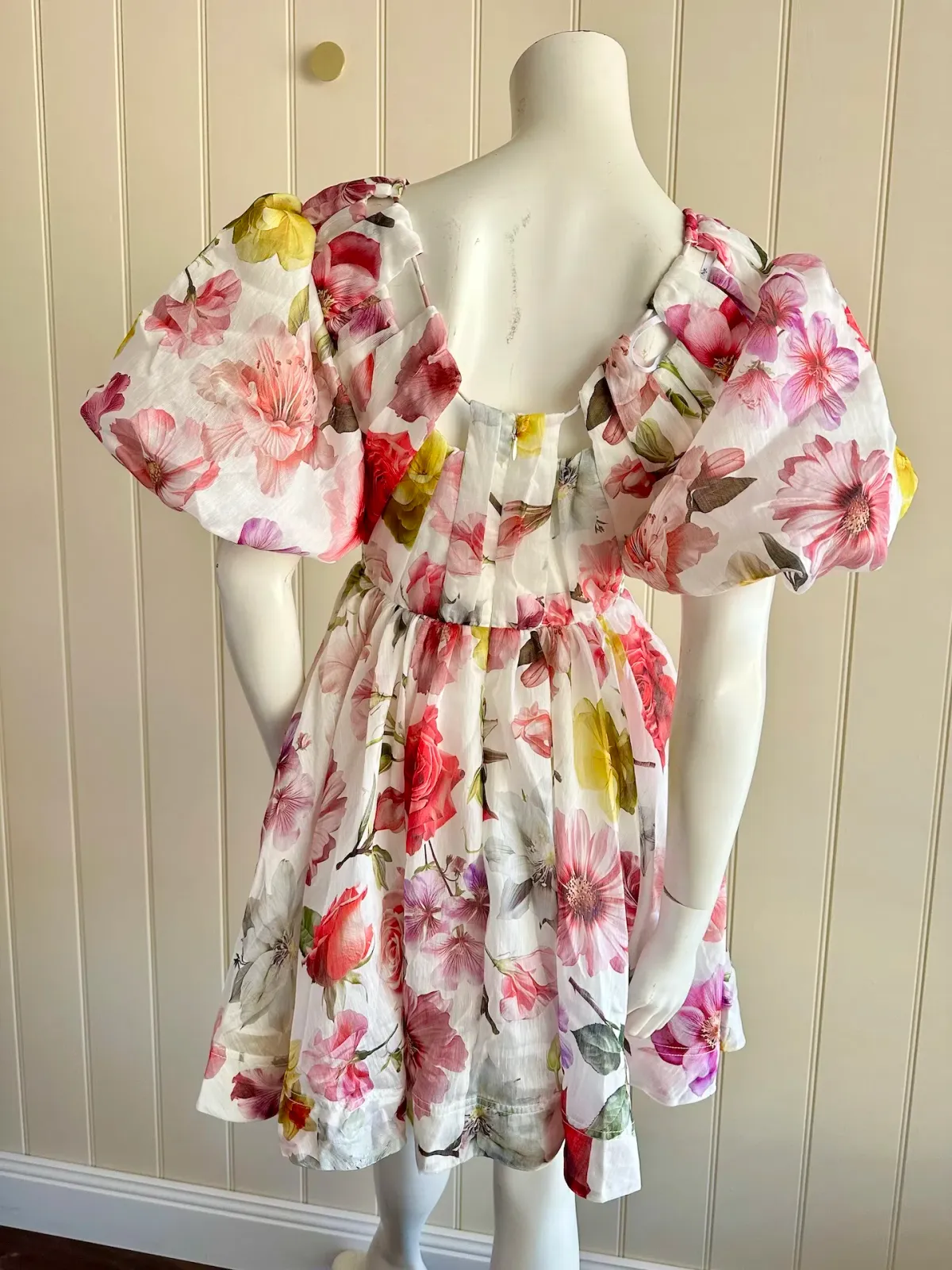 Aje fleur mini dress size 8 floral short puff sleeve - Image 3