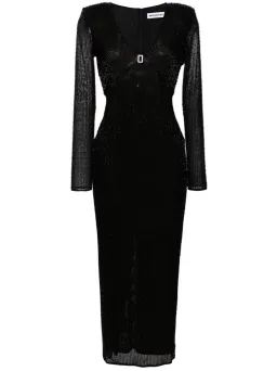 Self Portrait Beaded Mesh Midi Dress Black Size 10 for rent on The Volte - image 5