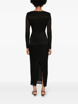 Self Portrait Beaded Mesh Midi Dress Black Size 10 for rent on The Volte - image 7