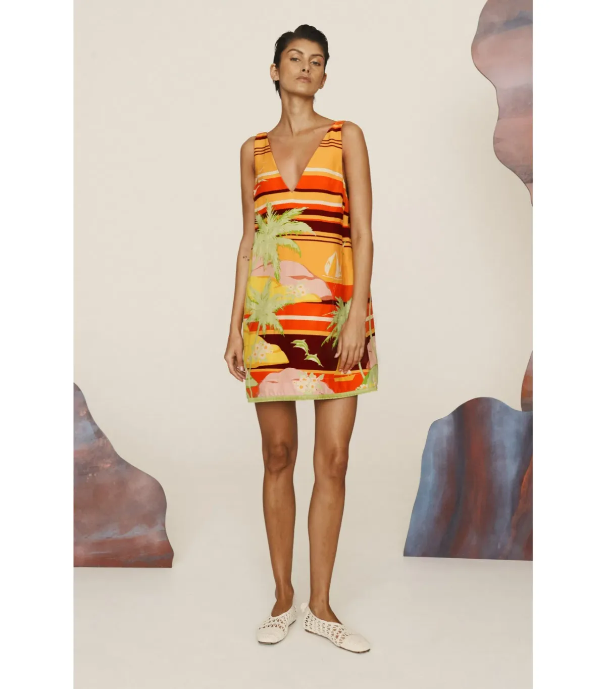 Alemais Palm Island Mini Dress Print Size AU 8 - Image 1